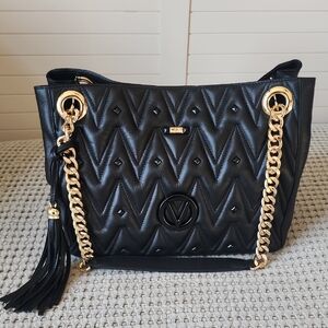 Valentino By Mario Valentino Black Quilted Luisa Tote